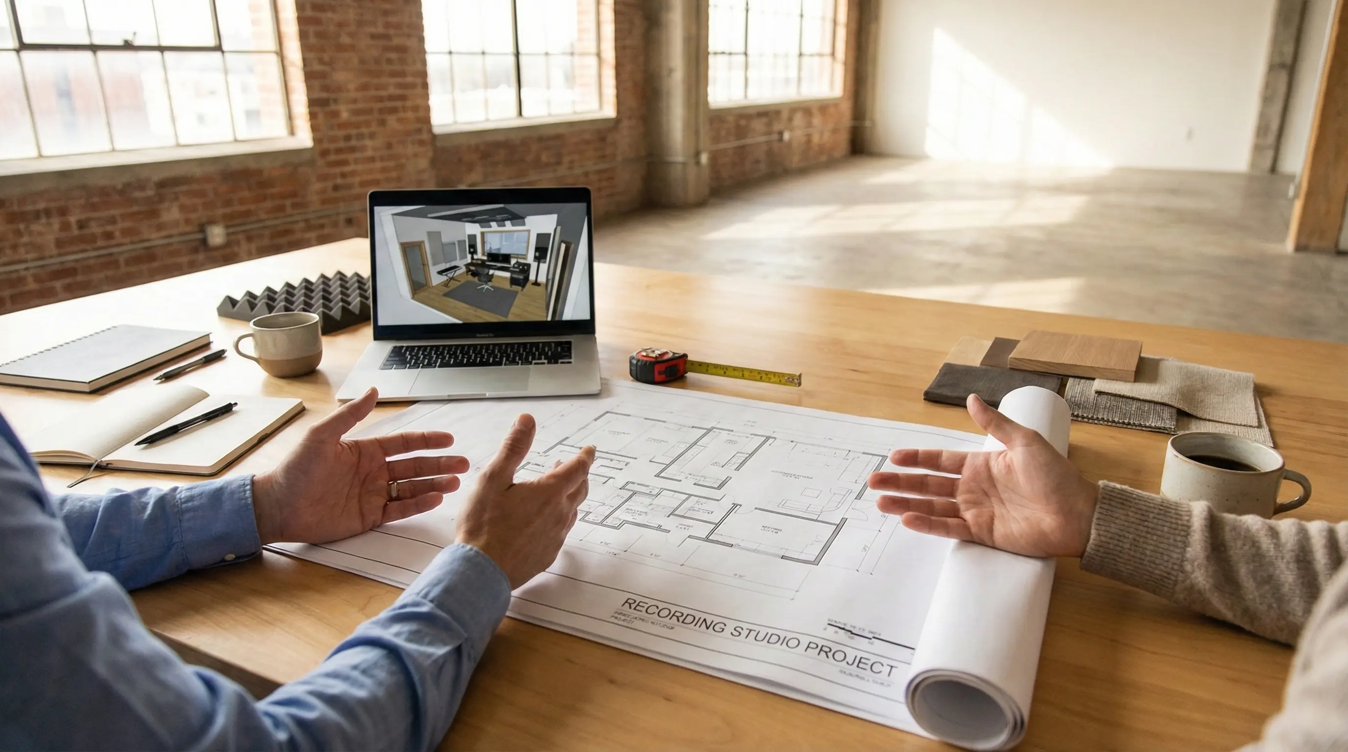 Client consultation meeting to discuss studio design vision and requirements